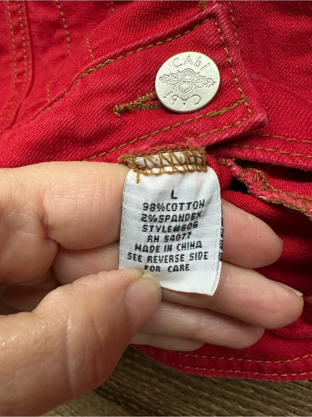 Cabi red denim jacket Size Large - Picture 8 of 8